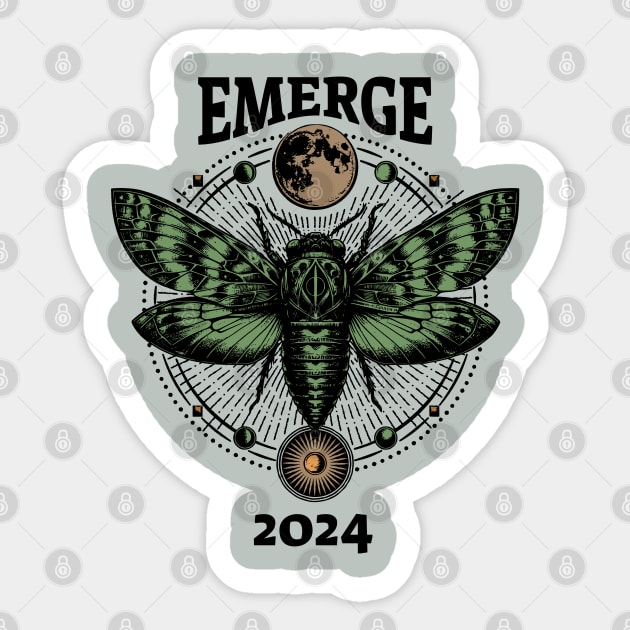 Emerge 2024-Celestial Cicada Sticker by SunGraphicsLab